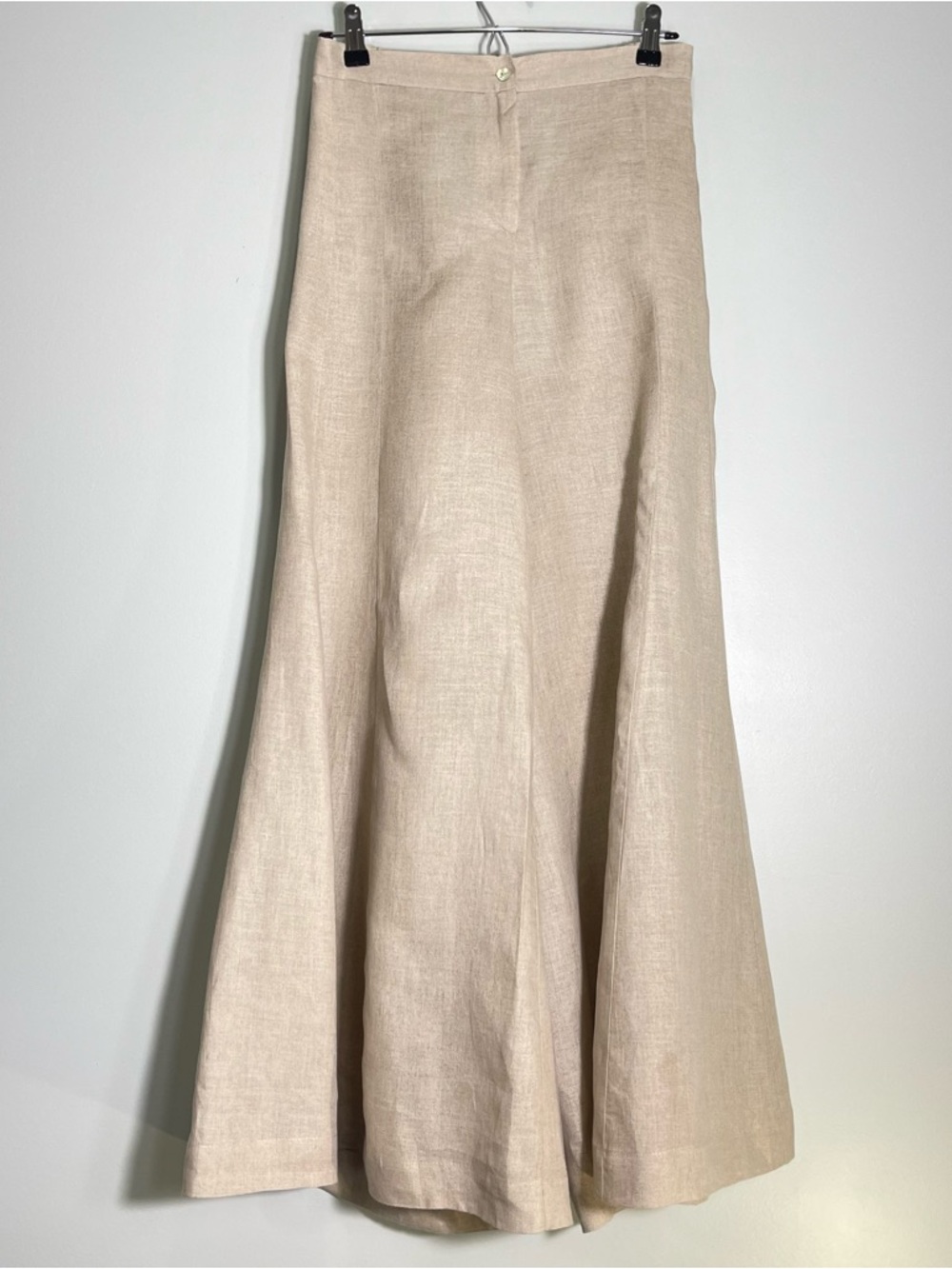 IDILLIO POSITANO Women's 100% Linen Tan Pants Wide Leg Flared Italian Size Small
